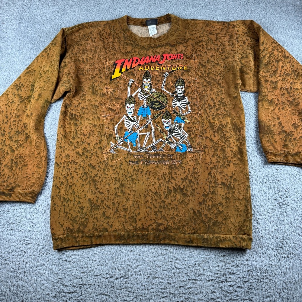 Vintage Disney Indiana Jones Sweatshirt Temple of the Forbidden Eye S/M 90s